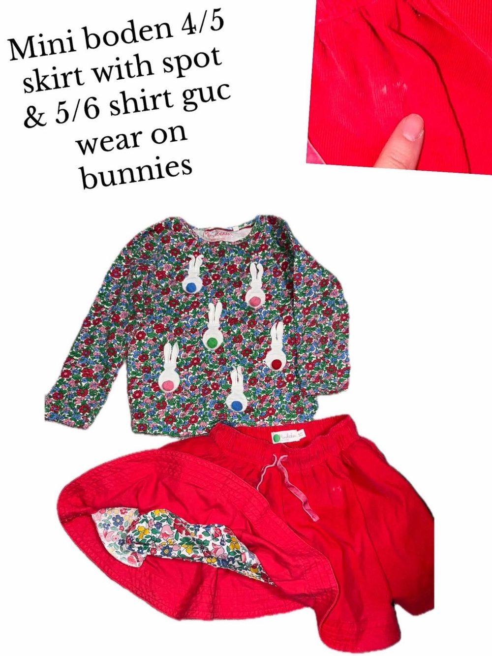 Mini boden 4/5/6 skirt and shirt